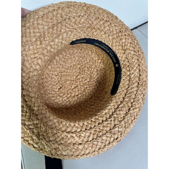 Helen Kaminski Women Natural 100% Raffia Boater Sun Hat Black Ribbon Handmade OS main image 10